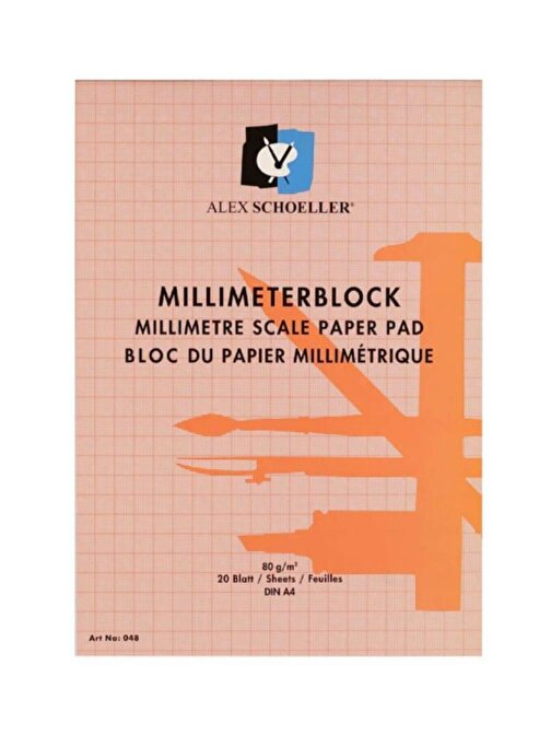 Alex Schoeller Alex Milimetrik Blok A4 80 Gr Kırmız 20 Yaprak