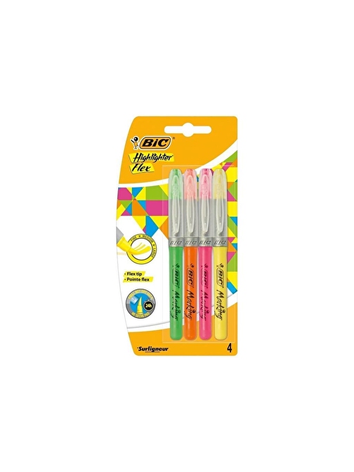 Bic Highlighter Flex Fosforlu Kalem 4 Renk