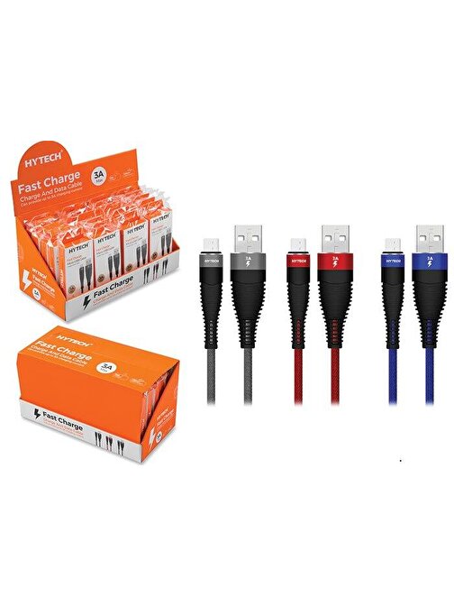 Hytech Universal HY-X225 3A Micro USB Hızlı Şarj Data Kablosu 1 m Lacivert