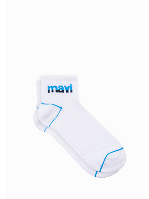 Mavi - Mavi Logo Baskılı Beyaz Soket Çorap 092523-620