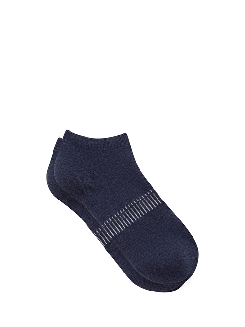Mavi - Çizgili Lacivert Patik Çorap 092577-33649