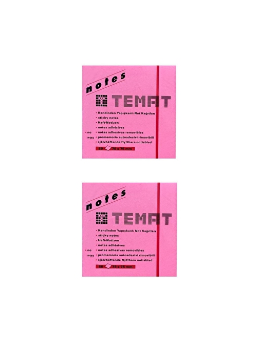 Temat Kare Post-it -  Not Kağıdı Pembe 75x75 mm 2'li