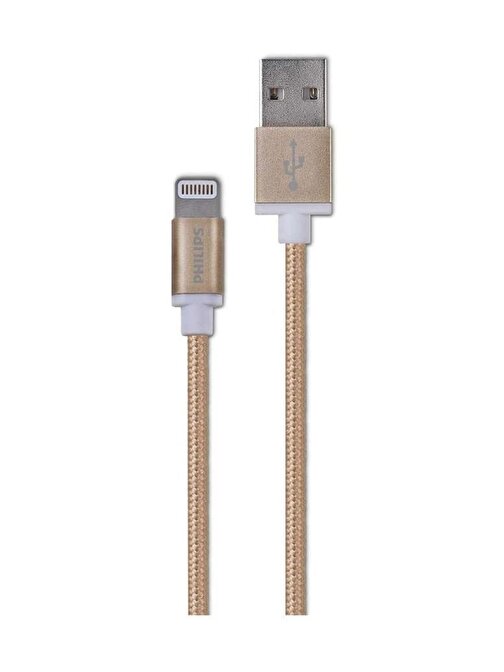 Philips Apple DLC2508G Örme MFI Lisanslı Lightning Hızlı Şarj Kablosu 1.2 m Gold
