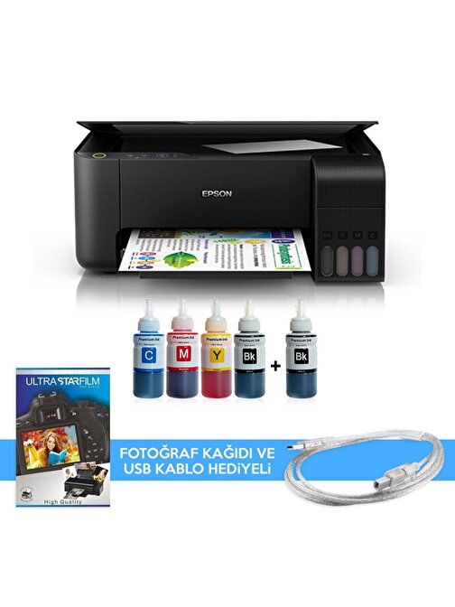 Epson Tanklı L3150 Photoink Mürekkepli Tanklı Yazıcı (1 Siyah Mürekkep ve Fotoğraf Kağıdı Hediyeli)