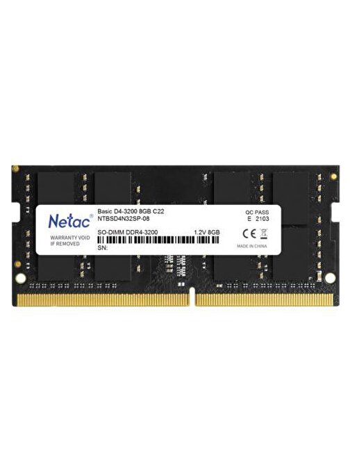 Netac NTBSD4N32SP-08 8 GB CL22 DDR4 1x8 3200 Mhz Ram