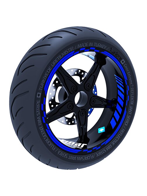 Çınar Extreme Reflektif Mavi Moto GP İç Dış Jant Şeridi Takım Sticker Çınar Extreme