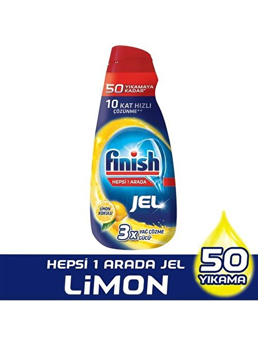 Finish Hepsi Bir Arada Konsantre Jel Limon Bulaşık Makinesi Deterjanı 1000 ml