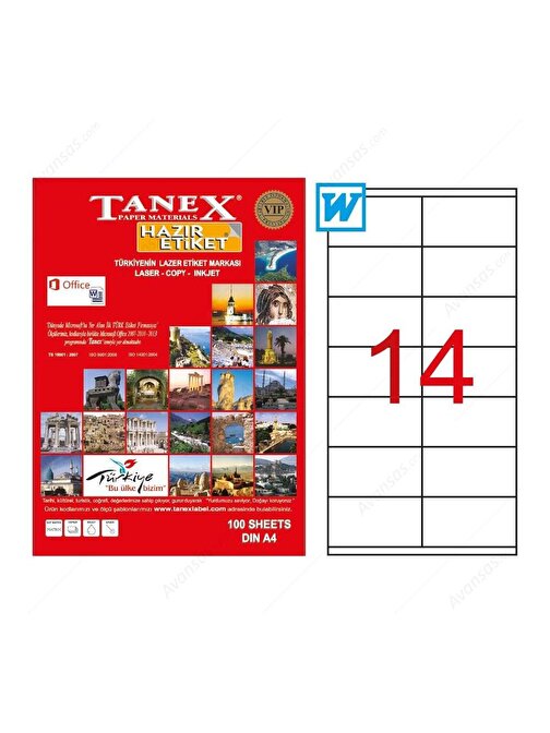 Tanex Tw-2614 Beyaz Adresleme Ve Postalama Etiketi 105 Mm X 40 Mm