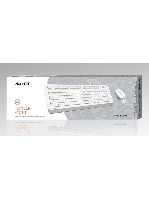 A4 Tech F1010 Türkçe Q Beyaz Kablolu Klavye Optik Mouse Seti
