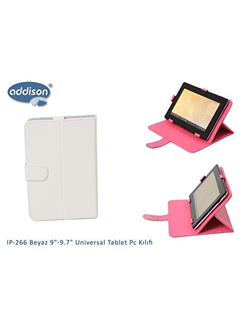 Addison IP-266 Universal 9.7 inç Tablet Kılıfı Beyaz