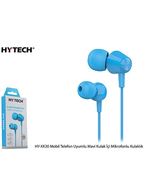 Hytech Hy-Xk30 Mobil Telefon Uyumlu Mavi Kulak İçi Mikrofonlu Kulaklık