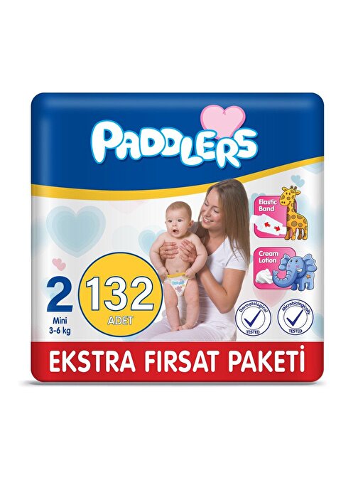 Paddlers 3 - 6 kg 2 Numara Fırsat Paketi Bebek Bezi 132 Adet