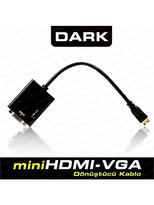 Dark Dk-Hd-Ahdmınıxvga Mini Hdmı - Vga Ve Ses Aktif Kablosu