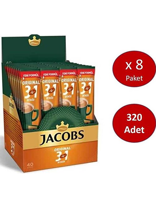 Jacobs 3'ü1 Arada Stick Kahve 40 x 8 Paket 320 Adet