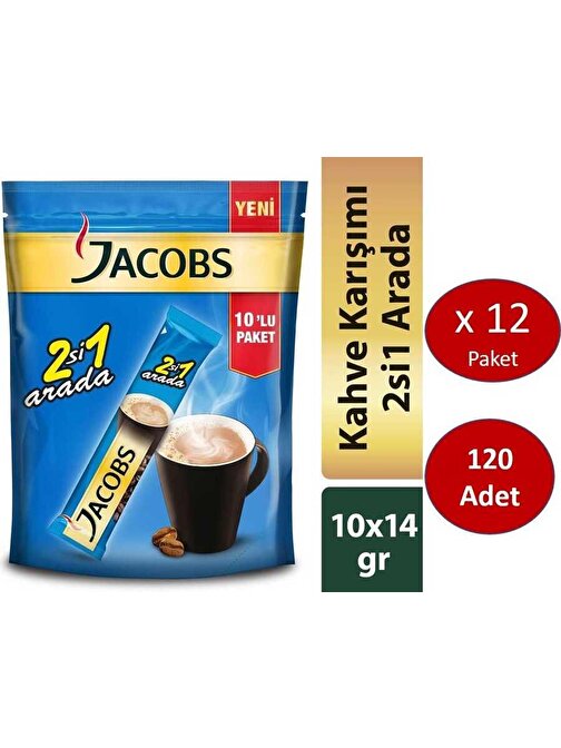Jacobs 2'si1 Arada 120 Adet Stick Kahve 10 x 12 Paket