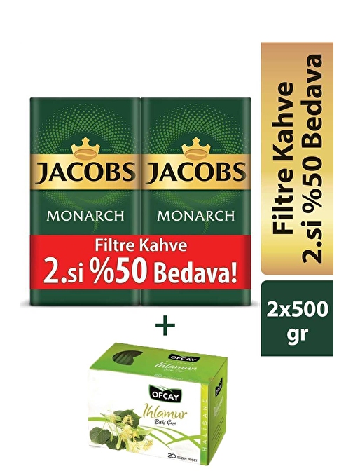 Jacobs Monarch Filtre Kahve 2 x 500 gr + Ofçay Halisane Ihlamur