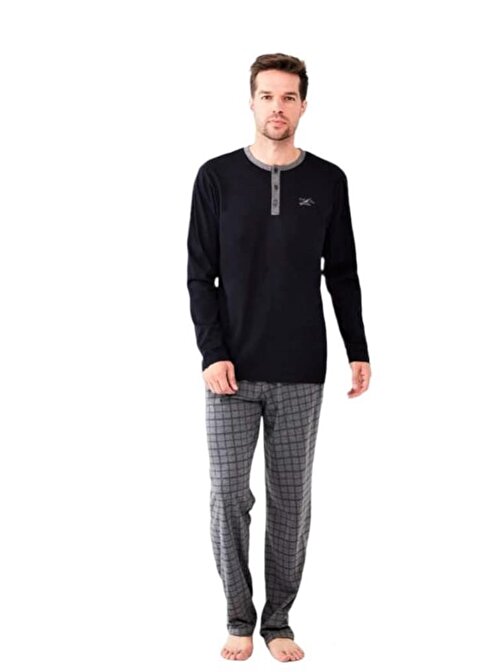 Mod Collection Uzun Kol Ekose Kareli Erkek Pijama Takım