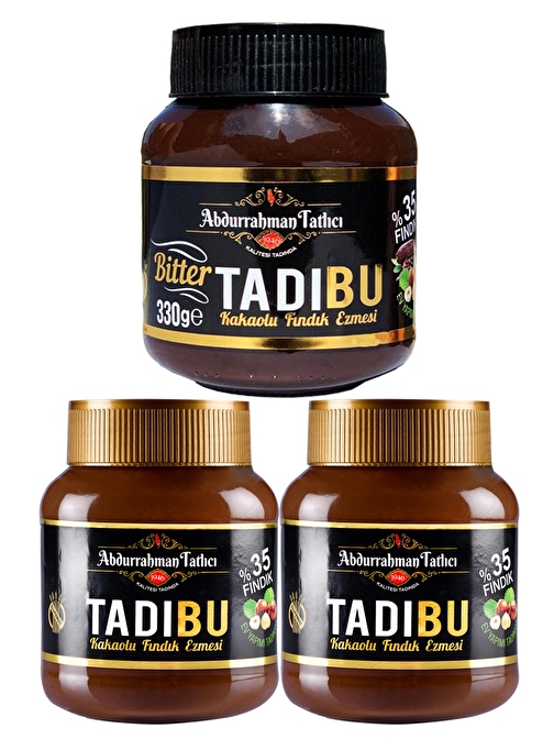 Tadıbu Bitter Kakaolu Fındık Ezmesi 330 gr + Tadıbu Kakaolu Fındık Ezmesi 330 gr x 2 Adet