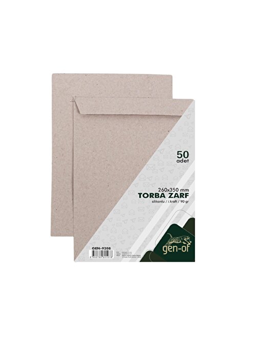 Gen-of Kraft Torba Zarf Silikonlu 26x35 cm Beyaz 90 gr 50'li