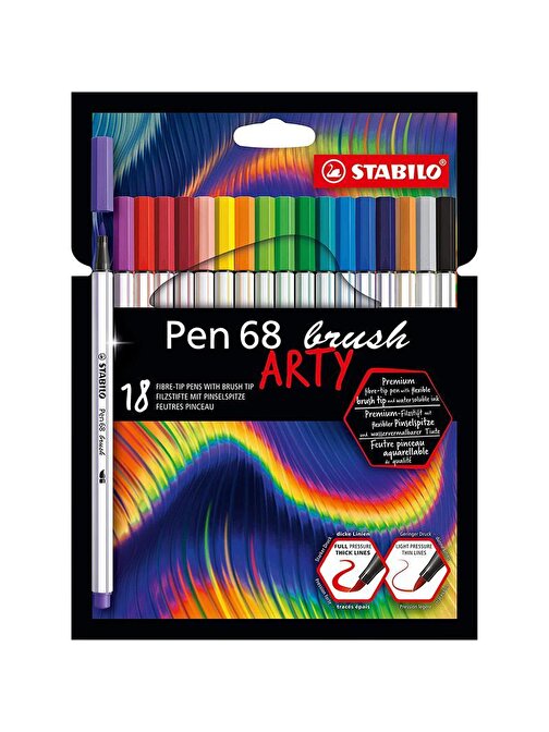 Stabilo Pen 68 Brush Arty Fırça Uçlu Keçeli Kalem Seti 18'li
