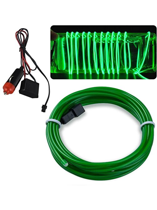 Techmaster Araç İçi Torpido Şerit Ledi Renkli İp Neon Led 2 Metre Yeşil