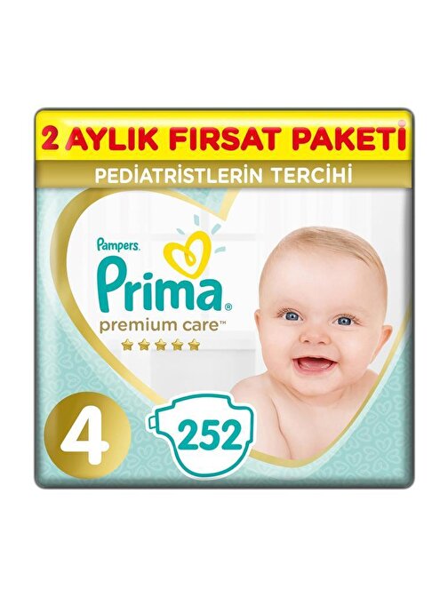 Prima Premium Care 9 - 14 kg 4 Numara Aylık Fırsat Paketi Bebek Bezi 252 Adet