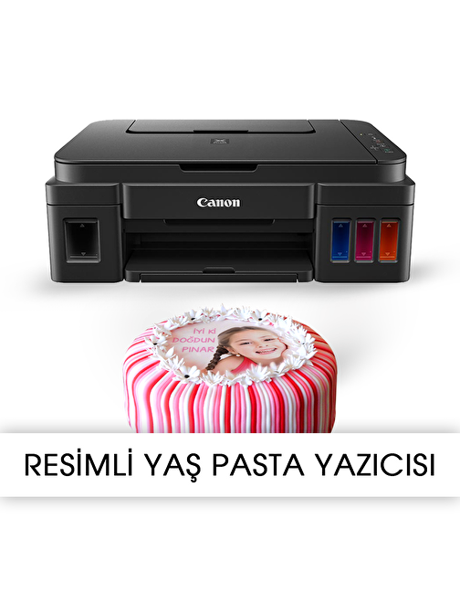 Canon Resimli Pasta Yazıcısı PIXMA G3411 Gıda Mürekkepli Bitmeyen Kartuş Sistemi