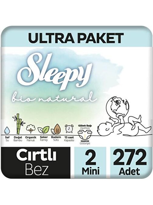 Sleepy Bio Natural 3 - 6 kg 2 Numara Bebek Bezi 272 Adet