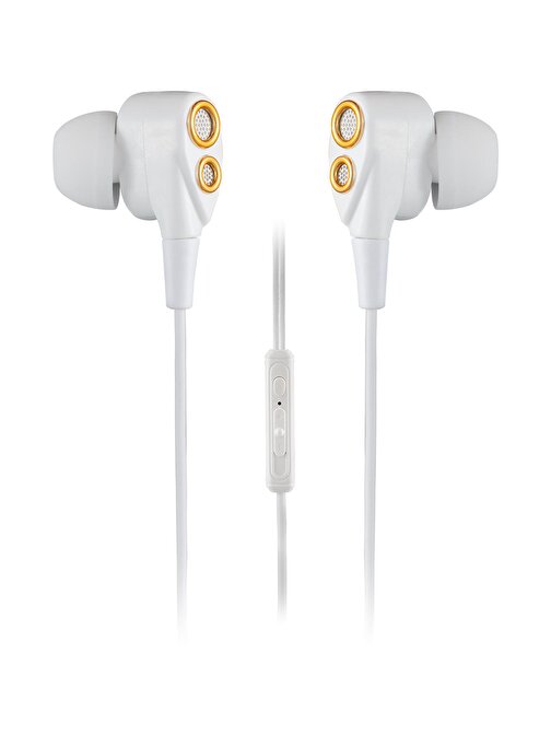 Mf Product Acoustic 0152 Mikrofonlu Kablolu Kulakiçi Kulaklık Beyaz-Gold