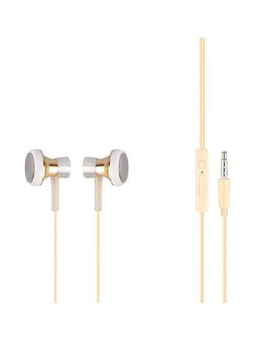 Mf Product Acoustic 0153 Mikrofonlu Kablolu Kulakiçi Kulaklık Gold