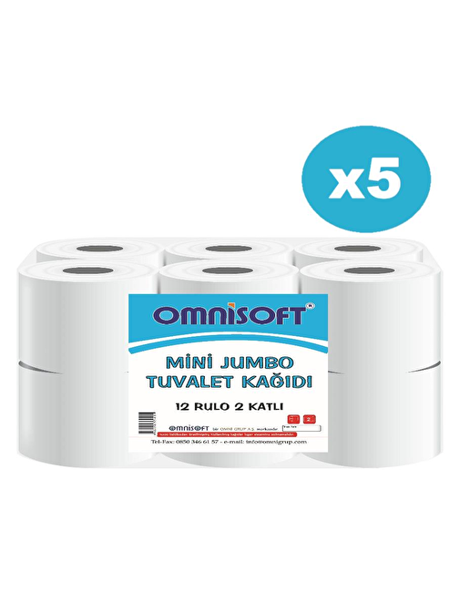 Omnisoft Mini Jumbo Tuvalet Kağıdı 2 Katlı 12'li  5 Koli