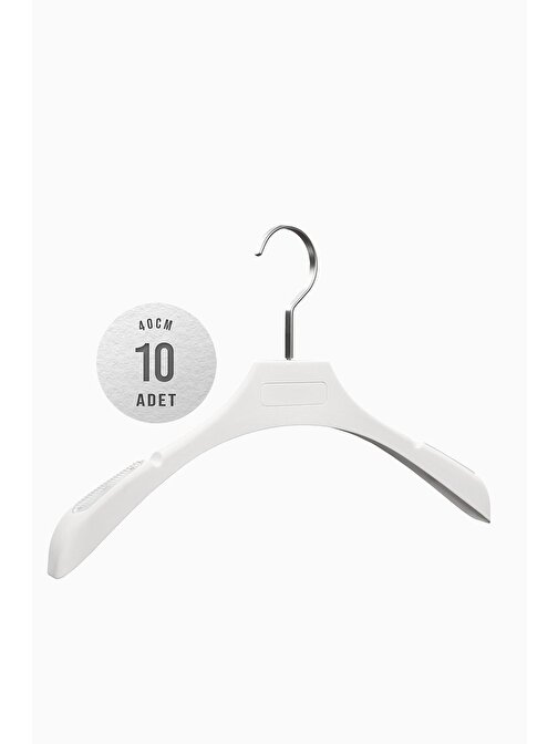 10'lu ICS 40cm Soft Touch Kaplamalı Plastik Askı - Beyaz