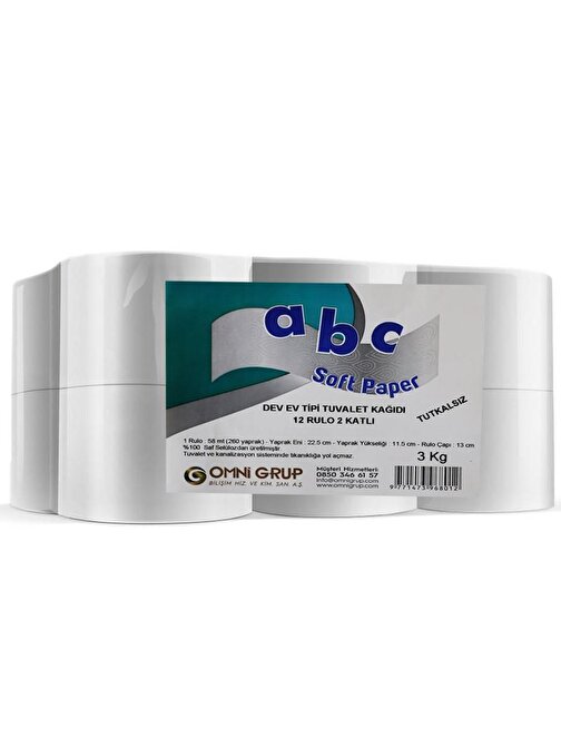 Abc Soft Dev Ev Tipi Tuvalet Kağıdı 2 Katlı 12'li