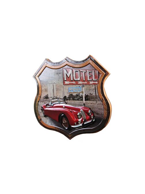 Huramarketing Dekoratif 3D Motel &Kırmızı Chevrolet Temalı Duvar Panosu