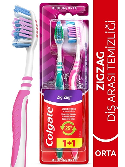 Colgate Zig Zag Diş Arası Temizliği Orta Diş Fırçası 1+1