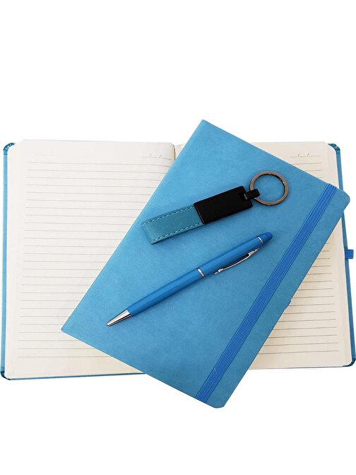 Huramarketing 3lü Turkuaz Hediye Seti Kalem Defter Anahtarlık Hediyelik Set