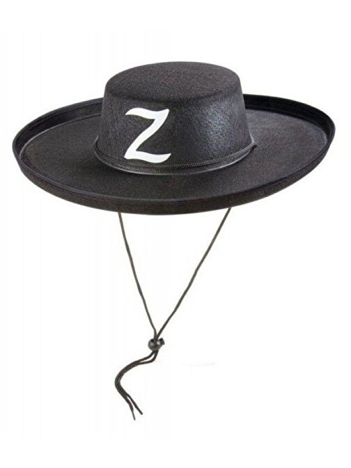 Parti Aksesuar Z Logolu Yetişkin Boy Bağcıklı Zorro Şapkası