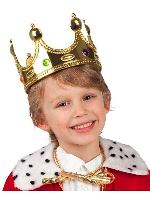Parti Aksesuar Plastik Kral Tacı Altın Renk Çocuk Boy 45 cm