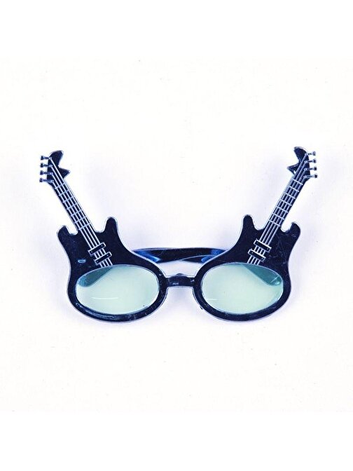 Parti Rockn Roll Retro Gitar Şekilli Parti Gözlüğü Mavi Renk