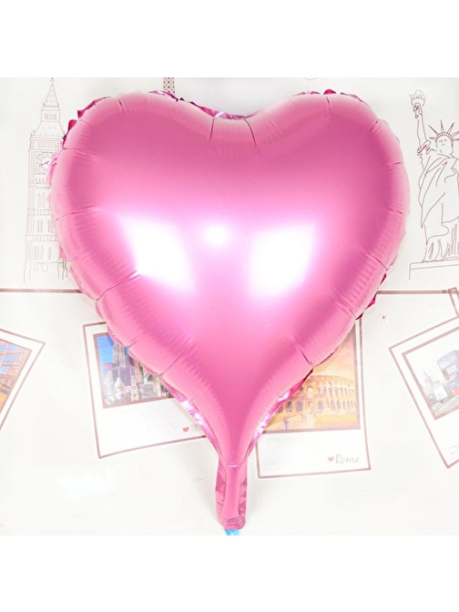 Huramarketing Parti Aksesuar Kalp Uçan Balon Folyo Pembe 80 cm 32 inç