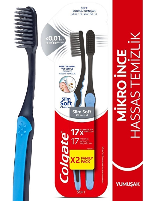 Colgate Mikro İnce Charcoal Derin Ve Hassas Temizlik Yumuşak Diş Fırçası 1+1