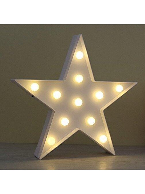 Huramarketing Led Işıklı Beyaz Yıldız Gece Lambası Dekoratif Aydınlatma