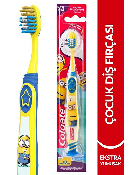 Colgate Minions 6 + Yaş Vakumlu Yapışkan Sap Ekstra Yumuşak Çocuk Diş Fırçası