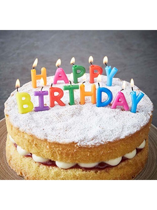 Huramarketing Parti Aksesuar Happy Birthday Yazılabilen Rengarenk Doğum Günü Mumu