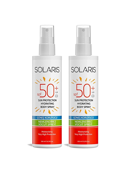 Solaris Güneş Koruyucu Nemlendirici Vücut Spreyi Spf50+ 200 ml X 2 Adet