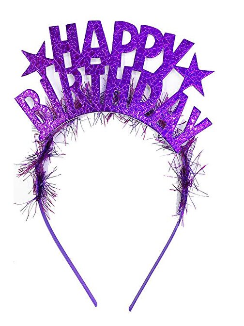 Huramarketing Parti Mor Renk Happy Birthday Yazılı Eva Doğum Günü Parti Tacı