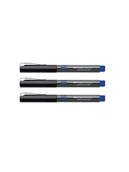 Faber-Castell Needle Point 5405 0.5 İğne Uçlu Roller Kalem 3 Adet Mavi