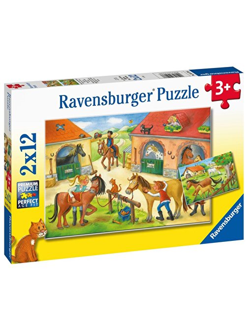Ravensburger 051786 At Çiftliği Temalı Çocuk Puzzle 2x12 Parça 3+ Yaş