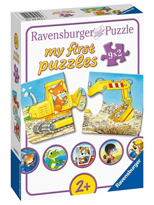 Ravensburger 030743 İnşaatçı Hayvanlar Çocuk Puzzle 9x2 Parça 2+ Yaş