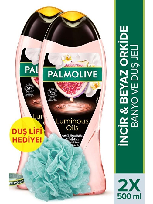 Palmolive Luminous Oils Banyo Ve Duş Jeli Orkide 500 ml  x 2 Adet + Duş Lifi Hediye